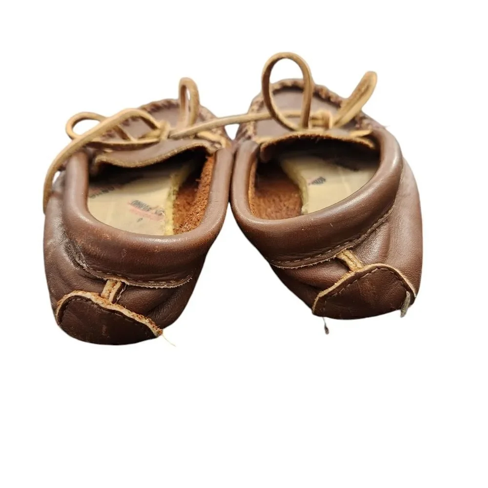 Minnetonka Kids Moccasins Size 9 Toddler Brown Leather Flat Shoes